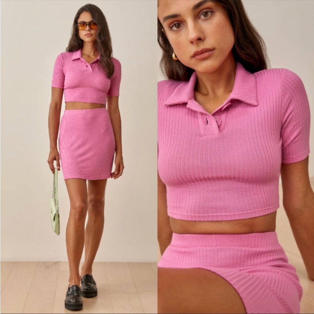 reformation skirt and top set